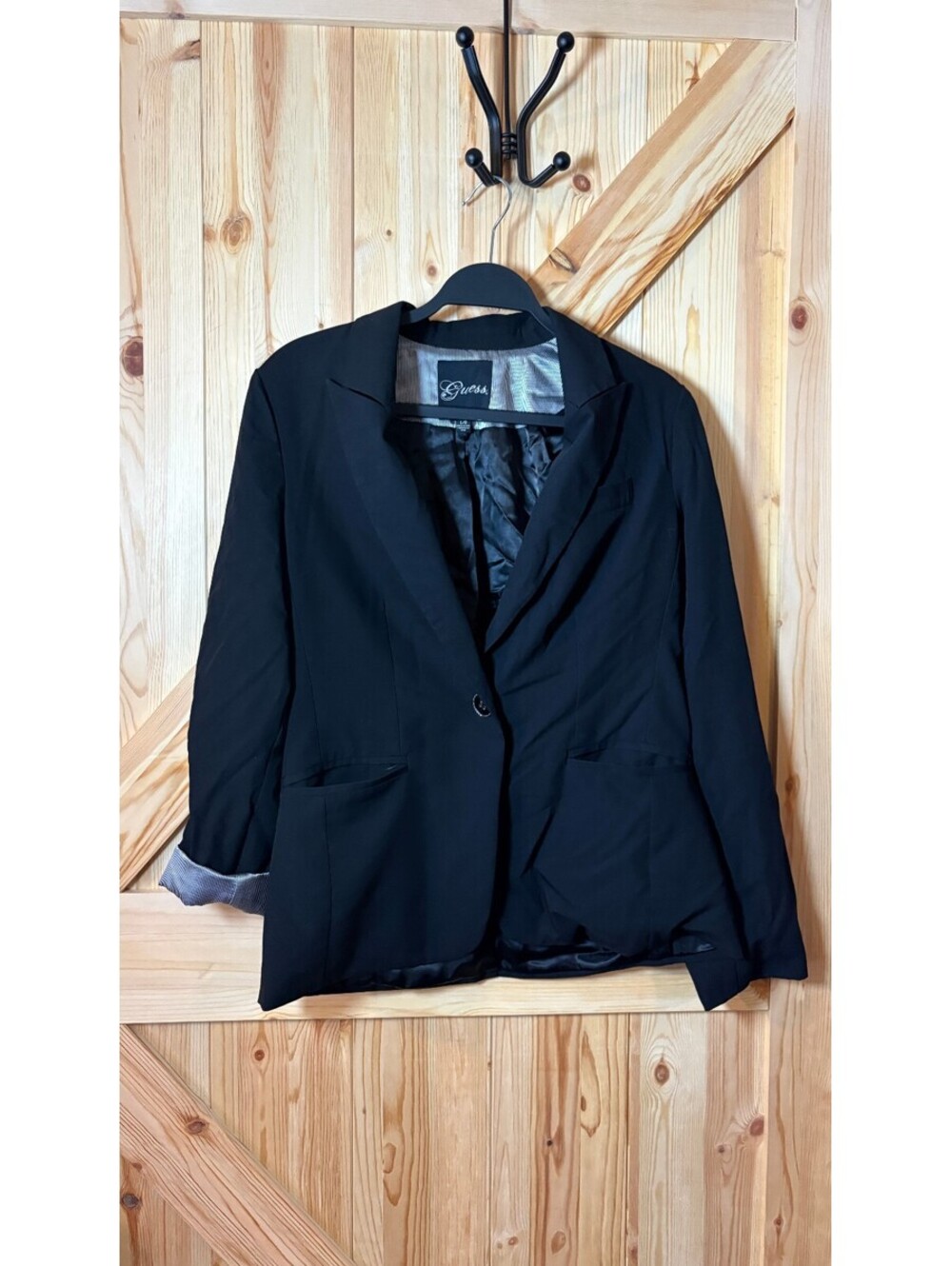 Guess Women's Black Single-Button Blazer Large